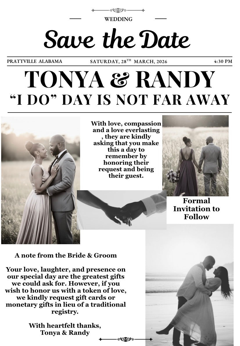 The "Our Story" Newspaper Suite: Save the Date & Formal Invitation Bundle